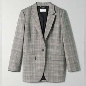 Babaton Aritzia Agency Gray Plaid Blazer